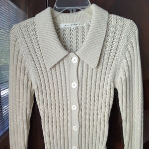 Max Studio Beige Long Belted Sweater Cardigan
